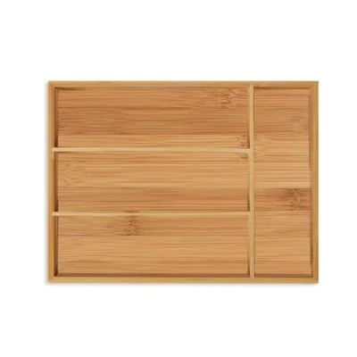 Afbeelding van Relaxdays Bestekbak, 4 vakken, bamboe, lade, klein, bestek en keukengerei, h x b d, 5 26 35,5 cm, naturel