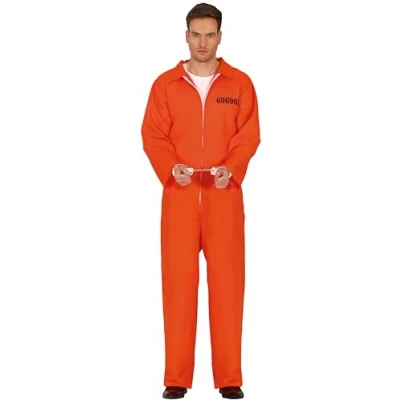 Afbeelding van FIESTAS GUIRCA Oranje gevangenenkostuum voor heren, maat S 46 48