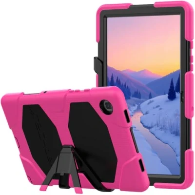 Afbeelding van TECHGEAR G shock beschermhoes voor Samsung Galaxy Tab A7 10.4 2020 (SM T500 / SM T505), harde schaal, hoge bescherming tegen stoten met afneembare standaard, kinderen, scholen, werknemers en gebouwen, roze
