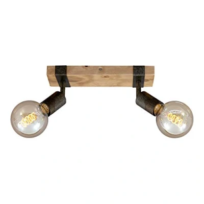 Afbeelding van Briloner Leuchten WOOD BASIC plafondlamp spots draaibaar 2xE27 25W Hout en Metaal