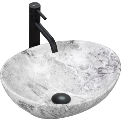 Afbeelding van REA Sofia Opzetwastafel Waskom 41 x 34.5 15 cm Grijs Marmerlook