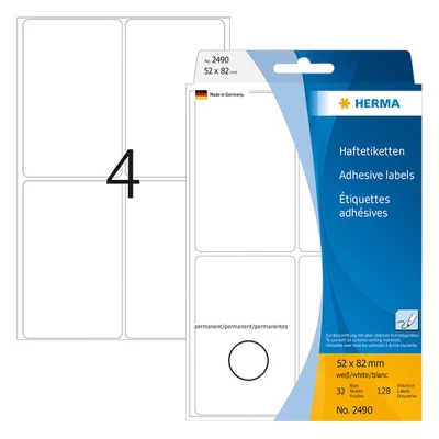 Image de HERMA étiquettes multi usage, 52 x 82mm, blanc, grand paquet contenu: 128 pièces 2490