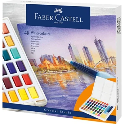 Afbeelding van Waterverf set, 48 kleuren, met palet