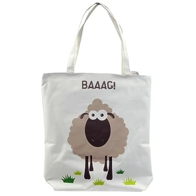 Afbeelding van Katoenen tas met rits en voering Schaap