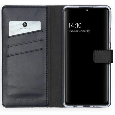 Afbeelding van Selencia Hoesje Geschikt voor Samsung Galaxy A42 Met Pasjeshouder Echt Lederen Bookcase Zwart