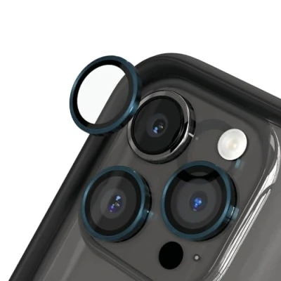 Afbeelding van RHINOSHIELD 9H gehard glas lensbescherming compatibel met [iPhone 15 Pro / Max] Schok en krasbestendigheid, hoge helderheid, splinterbescherming, anti condens technologie, blauw