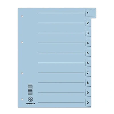 Afbeelding van DONAU 8611001 10 50 extra grote tabbladen van gerecycled karton voor DIN A4 4 perforaties verdelers
