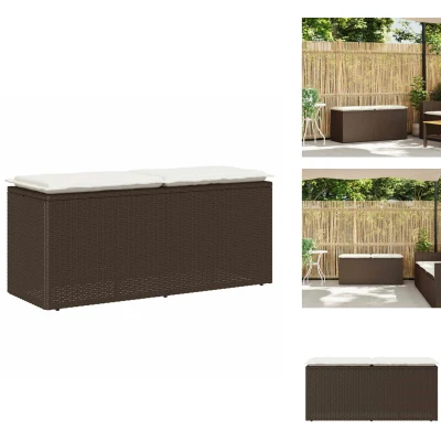 Afbeelding van Tuinbank met kussen 110x40x44 cm poly rattan bruin