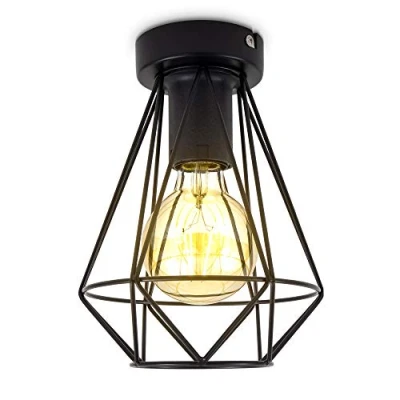 Afbeelding van B.K.Licht Zwart Plafondlamp metaal Ø16.5cm excl. E27 lichtbron