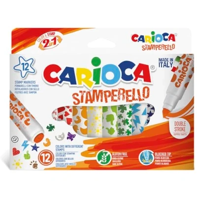 Afbeelding van Viltstiften Carioca stempelstift 2 in 1 set à 12 kleuren