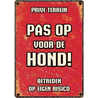 Afbeelding van Red Horse Waarschuwingsbord Pas Op Hond