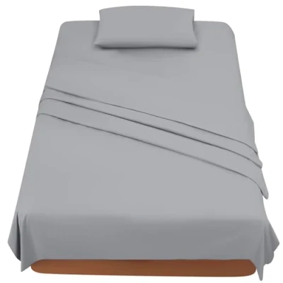 Afbeelding van Poligino Beddengoed, 120 x 190 200 cm, 3 delig, microvezel, hoeslaken, bedlaken voor eenpersoonsbed, 180 280 1 kussensloop 50 80 lichtgrijs