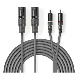 Afbeelding van 2 x XLR naar Tulp kabel (m/m) Nedis 1.5 meter (Gebalanceerd, Stereo, 100% koper)