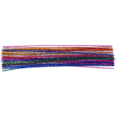 Afbeelding van Bouhon glitter chenilledraad 50 cm x 6 mm, pak van stuks, assorti