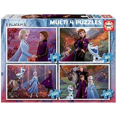 Afbeelding van EDUCA 4 puzzels 50 tot 150 stuks FROZEN DISNEY