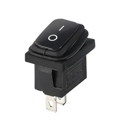 Afbeelding van Mini tuimelschakelaar IP65 waterdicht 250V 6A 125V 10A AC, KCD1 (6V 9V 12V 24V AC/DC), zwart, rechthoekig 19x13mm, 2 polig, aan/uit