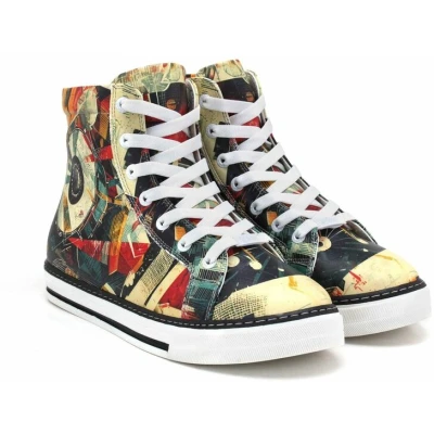 Afbeelding van Goby Abstract Steps Dames Sneaker Boots Handgemaakt Premium Kwaliteit Ontwerp Maat 39
