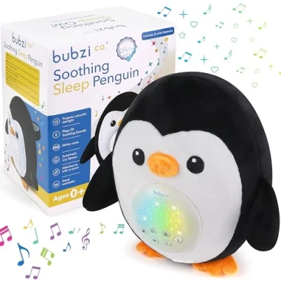 Afbeelding van Nachtlampje voor baby&#039;s, sensor, geactiveerd door Cry kinderen, zachte pinguïn, cadeau pluche, slaapliedje, baby, lawaai, wit, geluiden, muziek, verlichting, speelgoed,
