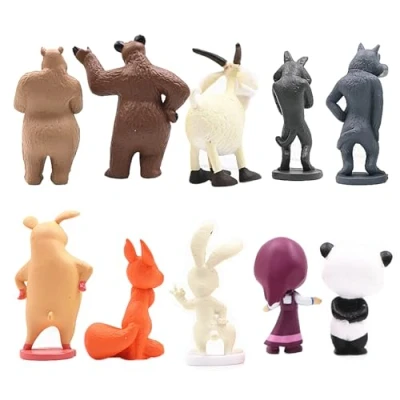 Afbeelding van 10 delige set minifiguren, minifiguren van de beer, ornament, auto kinderen, cadeau voor vakantie