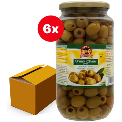 Afbeelding van Groene olijven ontpit 920g Pot Doos 6 stuks