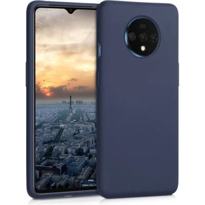 Afbeelding van kwmobile telefoonhoesje geschikt voor OnePlus 7T Hoesje met siliconen coating Smartphone case in marineblauw