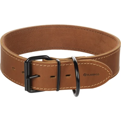 Afbeelding van Brede Leren halsband hond Montana cognac XXXL
