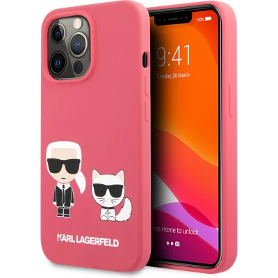 Afbeelding van Fuchsia hoesje van Karl Lagerfeld TPU Backcover iPhone 13 Pro &amp; Choupette