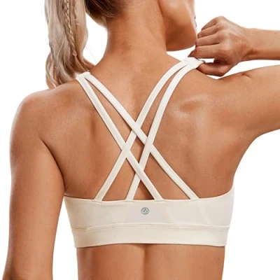 Afbeelding van CRZ YOGA Sportbeha voor dames, yoga, fitness, afneembaar, zonder beugel, Abrikoos wit