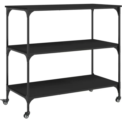Afbeelding van Keukentrolley 102x50x95 cm bewerkt hout zwart