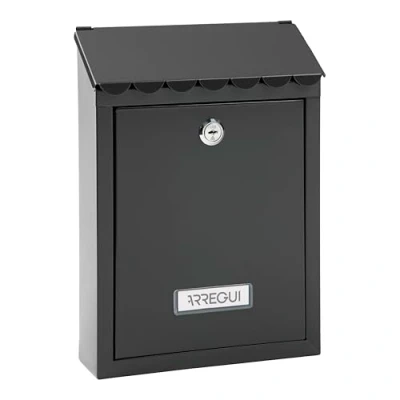 Afbeelding van ARREGUI Civic E5724 C brievenbus voor buiten, staal, maat S (DIN A5 post), kleine wandbrievenbus met opening achter, eenvoudig te installeren, zwart