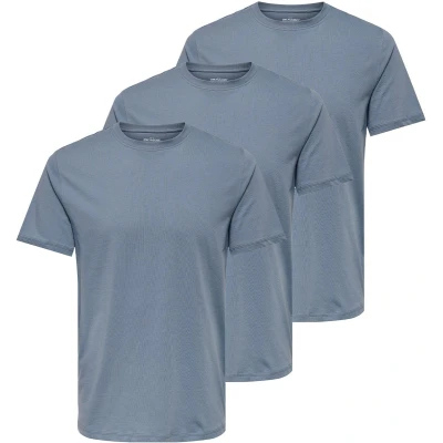 Afbeelding van Only &amp; Sons 3 PACK Tshirt basic, Heren, Maat: Large, Flint stone