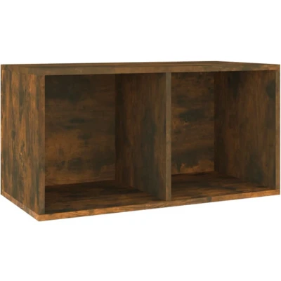 Afbeelding van Opbergbox voor LP&#39;s 71x34x36 cm bewerkt hout gerookt eikenkleur