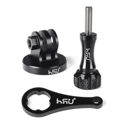 Afbeelding van HSU Stativadapter van aluminium voor GoPro, Hero 11/10/9/8/7/6/5/4/3 met kartelschroef, zwart