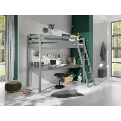 Afbeelding van LUCEVI Pino Mezzanine bed + Ladder Bureau Grijs 90x200 cm