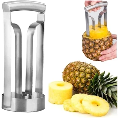 Afbeelding van Ananassnijder van roestvrij staal, verbeterde grip, ananassnijder, snijmachine, fruitparer voor gezinnen hotel