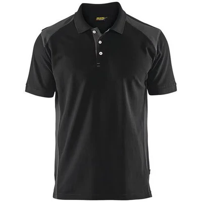 Image de Polo piqué noir/gris foncé