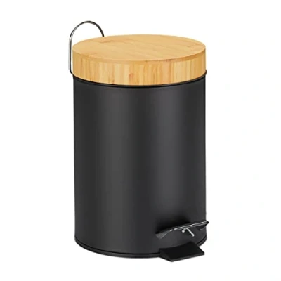 Afbeelding van Relaxdays Pedaalemmer 3 liter afvalemmer badkamer afvalbak toilet softclose zwart