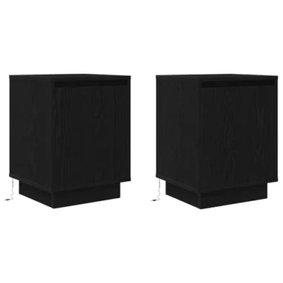 Afbeelding van vidaXL Nachtkastjes met LED verlichting 2 st 38x34x50 cm zwart