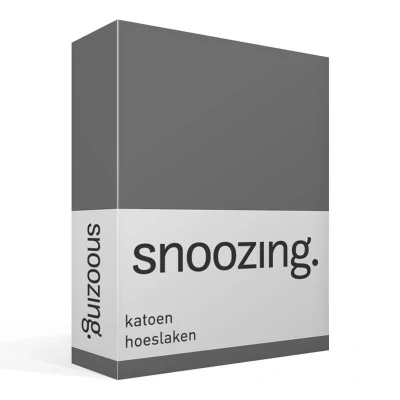 Afbeelding van Snoozing Katoen Hoeslaken Eenpersoons 90x210 cm Antraciet