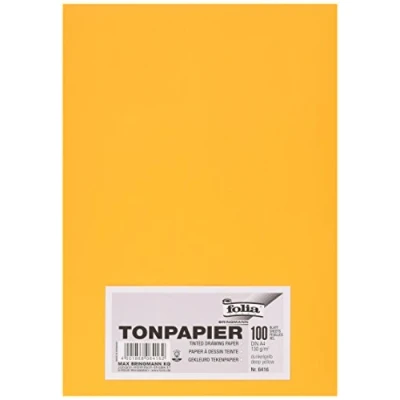 Afbeelding van Tekenpapier Folia A4 donker geel 130grs pak 100 vel