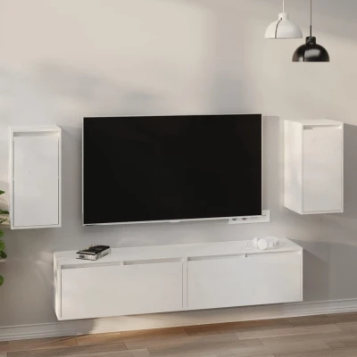 Afbeelding van Wandkasten 2 st 30x30x60 cm massief grenenhout wit