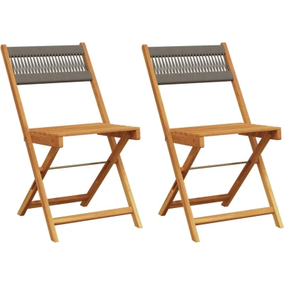 Afbeelding van Bistrostoelen 2 st massief acaciahout en polypropeen grijs