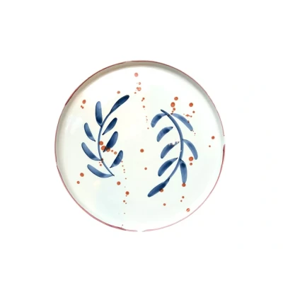 Afbeelding van Val Pottery Marvelous Gabriela ronde schaal met opstaande rand D38cm blauw