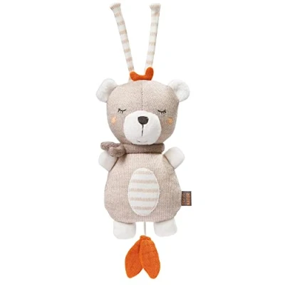 Image de Fehn Boîte à musique pour bébé fehnNatur Ours en peluche avec coton bio Aide l&#039;endormissement Mélodie « Schlaf Kindlein » Jouet les déplacements et la maison