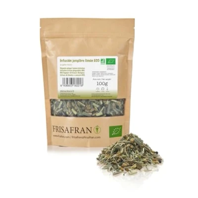 Image de FRISAFRAN Infusion gingembre et citron Bio 100g Anti inflammatoire Pour Tisanes Infusions Vitaminique Digestive Antioxydant thé au