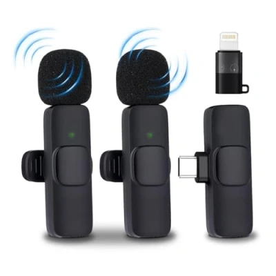 Afbeelding van NK draadloze microfoon Lavalier voor iPhone/Android/pc/laptop, plug &amp; play, 2 microfoons, live streaming, podcast, vlog, Youtube/TikTok, met intelligente ruisonderdrukking