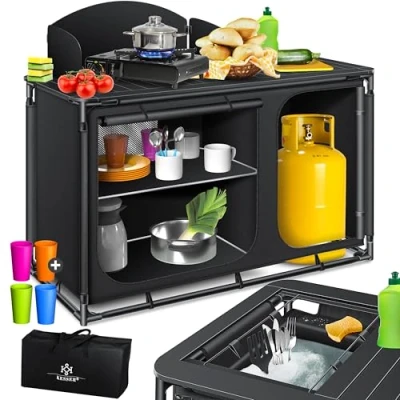 Afbeelding van KESSER® Campingkeuken Opvouwbaar Campingkast inclusief Opbergtas Kampeerkeuken Kampeerkast