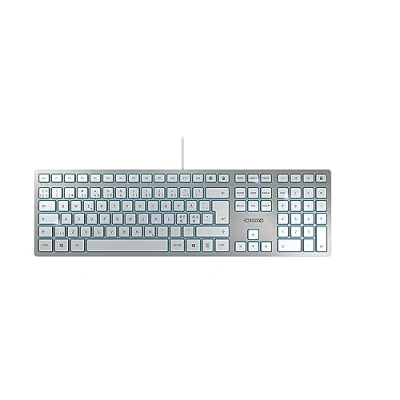 Afbeelding van Randapparaten: Toetsenborden: CHERRY KC 6000 SLIM toetsenbord USB QWERTY Scandinavisch Zilver, Wit