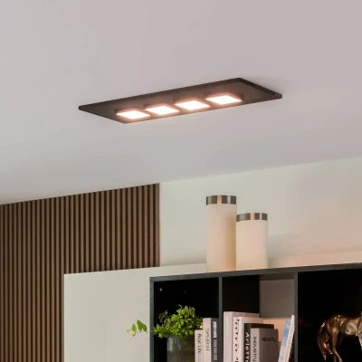 Afbeelding van Lucande plafondlamp 4lichts IJzer, aluminium H: 3.8 cm GX53 zwart, grafiet Inclusief lichtbronnen