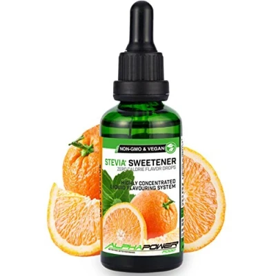 Afbeelding van ALPHAPOWER FOOD Stevia Fruitige sinaasappeldruppels natuurlijk voedselaroma I Vloeibare zoetstof sterk geconcentreerd 1 x 50 ml. Flavour Drops, Flavdrops